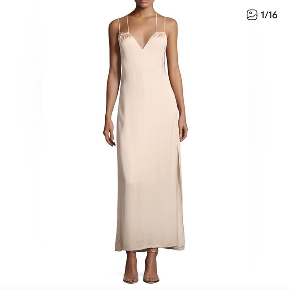 ELIZABETH AND JAMES Jericho double strap champagne Backless Maxi Dress size 4 - Picture 2 of 7
